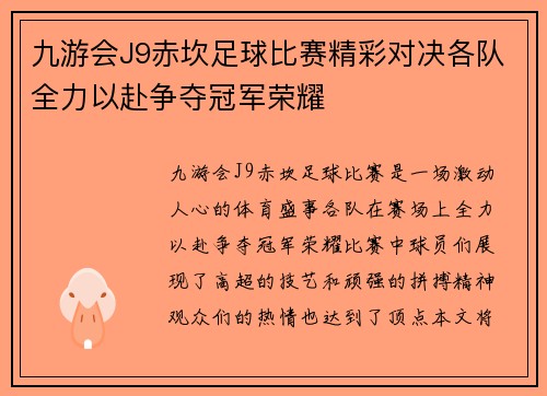 九游会J9赤坎足球比赛精彩对决各队全力以赴争夺冠军荣耀
